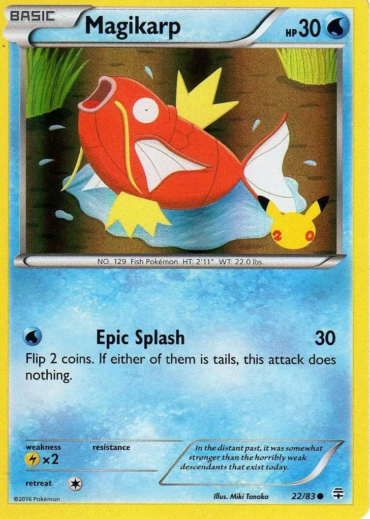 Magikarp (22/83) (20th Anniversary Stamp) [XY: Generations] | Dragon's Lair Comics and Fantasy Houston TX