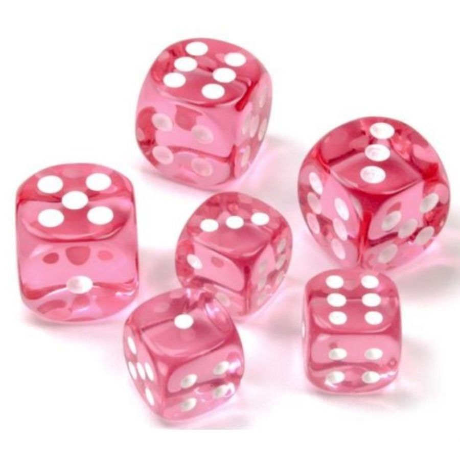 Chessex Translucent 12mm D6 Pink/White 36 ct | Dragon's Lair Comics and Fantasy Houston TX