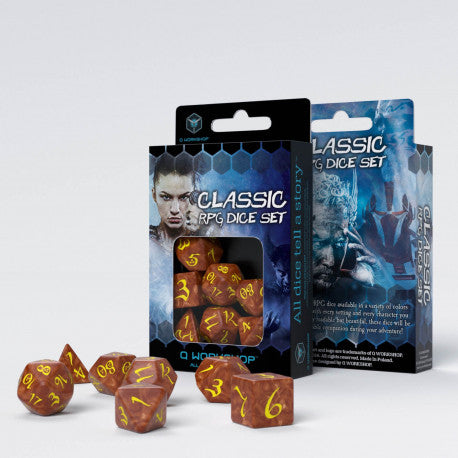 Q Workshop Classic RPG Dice Set Caramel/Yellow 7 | Dragon's Lair Comics and Fantasy Houston TX