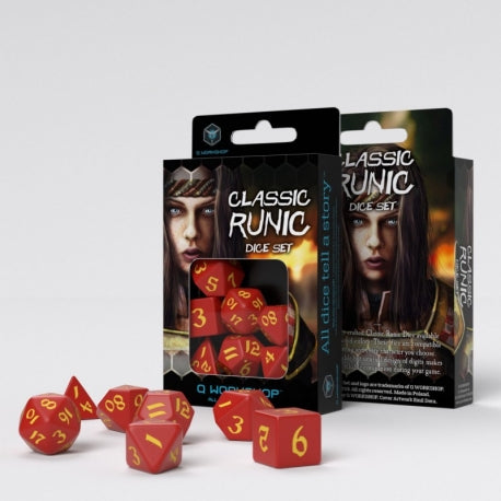 Q Workshop Runic Red and Yellow Poly 7 Set | Dragon's Lair Comics and Fantasy Houston TX