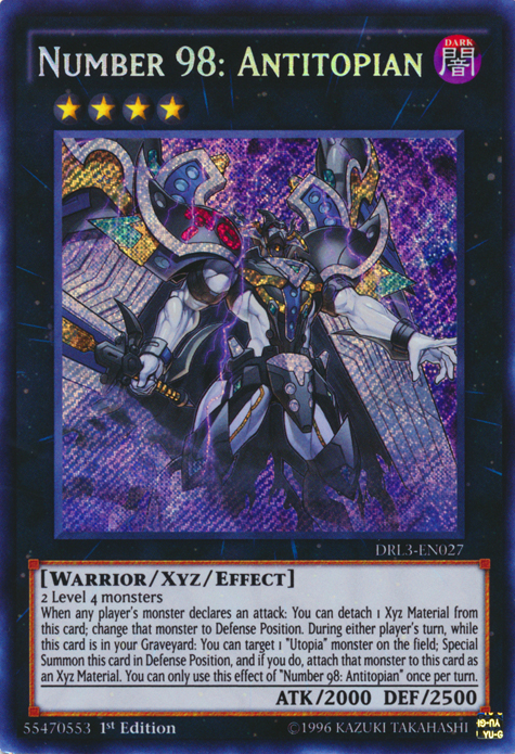 Number 98: Antitopian [DRL3-EN027] Secret Rare | Dragon's Lair Comics and Fantasy Houston TX