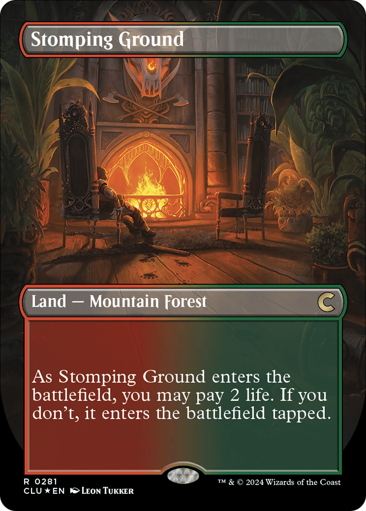 Stomping Ground (Borderless) [Ravnica: Clue Edition] | Dragon's Lair Comics and Fantasy Houston TX