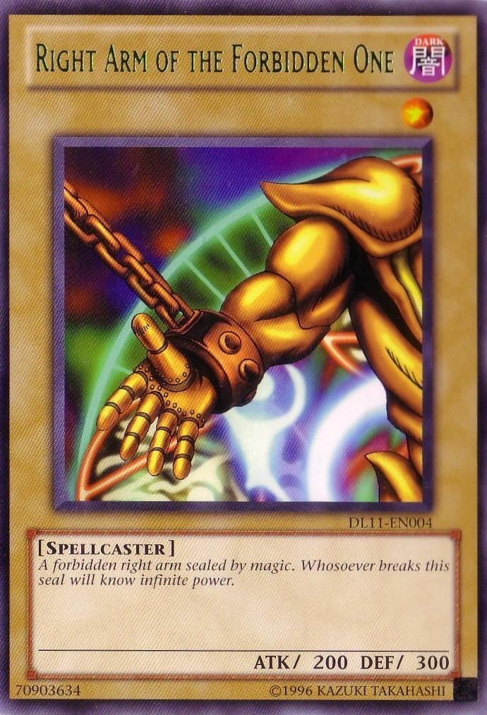 Right Arm of the Forbidden One (Green) [DL11-EN004] Rare | Dragon's Lair Comics and Fantasy Houston TX