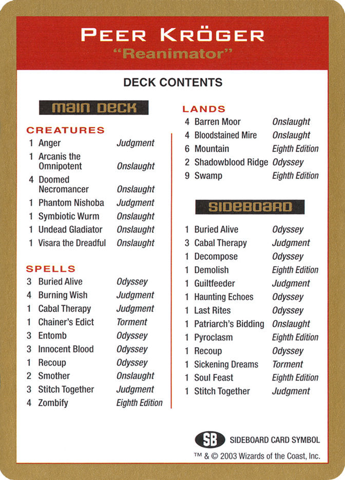 Peer Kroger Decklist [World Championship Decks 2003] | Dragon's Lair Comics and Fantasy Houston TX