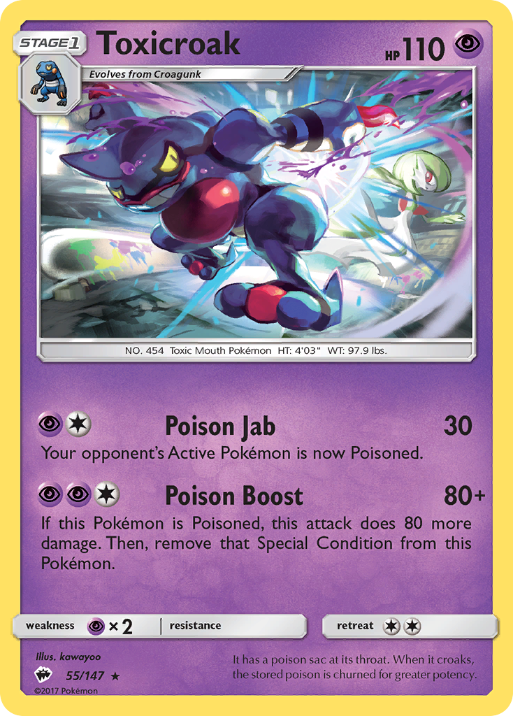Toxicroak (55/147) [Sun & Moon: Burning Shadows] | Dragon's Lair Comics and Fantasy Houston TX