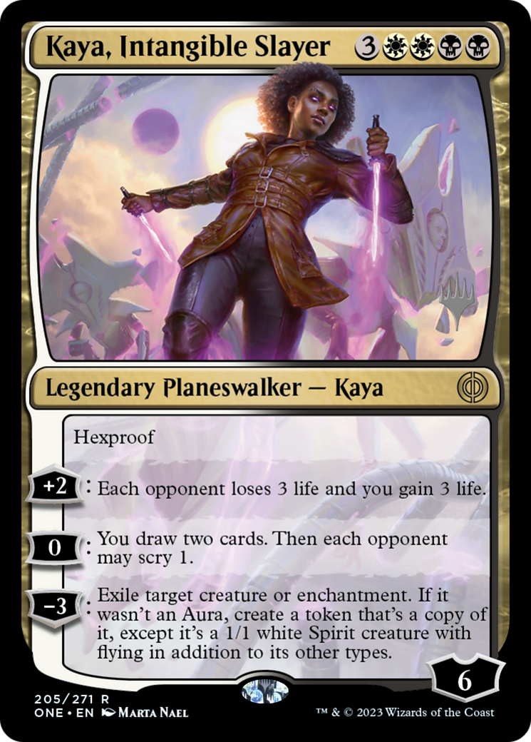 Kaya, Intangible Slayer (Promo Pack) [Phyrexia: All Will Be One Promos] | Dragon's Lair Comics and Fantasy Houston TX