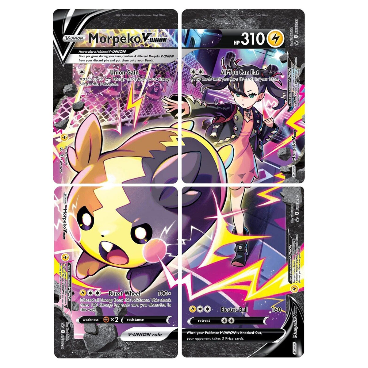 Morpeko V-Union (SWSH287-290) (Set of 4) [Sword & Shield: Black Star Promos] | Dragon's Lair Comics and Fantasy Houston TX