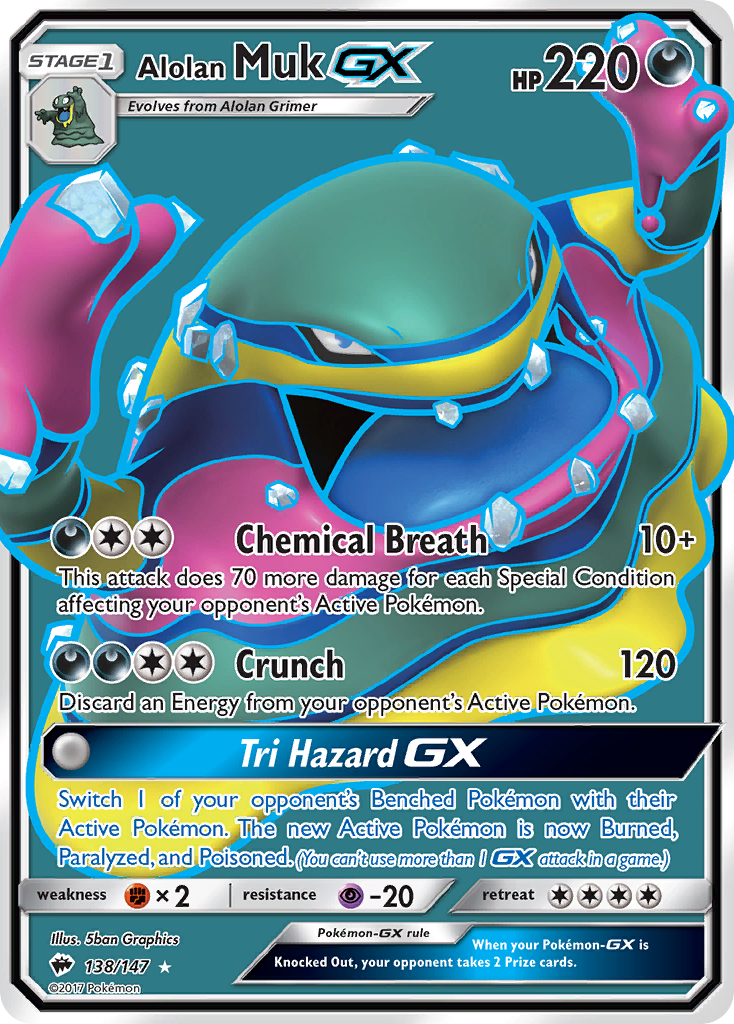 Alolan Muk GX (138/147) [Sun & Moon: Burning Shadows] | Dragon's Lair Comics and Fantasy Houston TX