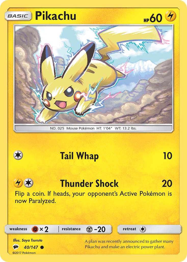 Pikachu (40/147) [Sun & Moon: Burning Shadows] | Dragon's Lair Comics and Fantasy Houston TX