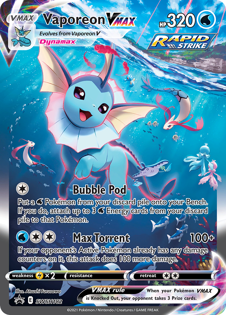 Vaporeon VMAX (SWSH182) (Jumbo Card) [Sword & Shield: Black Star Promos] | Dragon's Lair Comics and Fantasy Houston TX