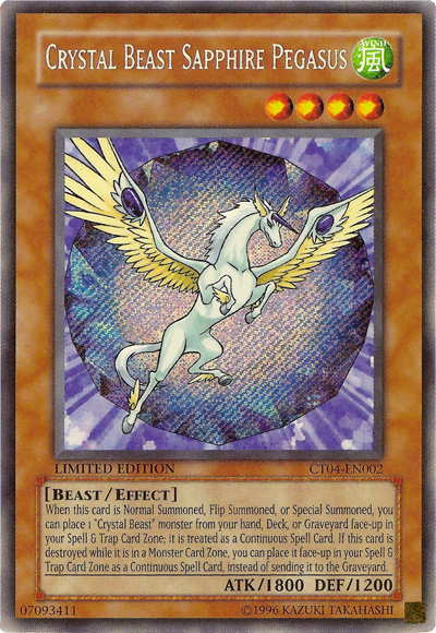 Crystal Beast Sapphire Pegasus [CT04-EN002] Secret Rare | Dragon's Lair Comics and Fantasy Houston TX