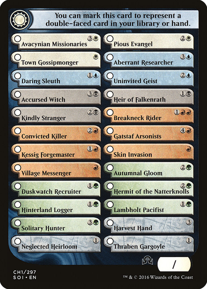 Shadows Over Innistrad Checklist 1 [Shadows over Innistrad Tokens] | Dragon's Lair Comics and Fantasy Houston TX