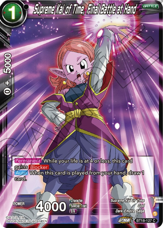 Supreme Kai of Time, Final Battle at Hand (BT18-127) [Dawn of the Z-Legends] | Dragon's Lair Comics and Fantasy Houston TX