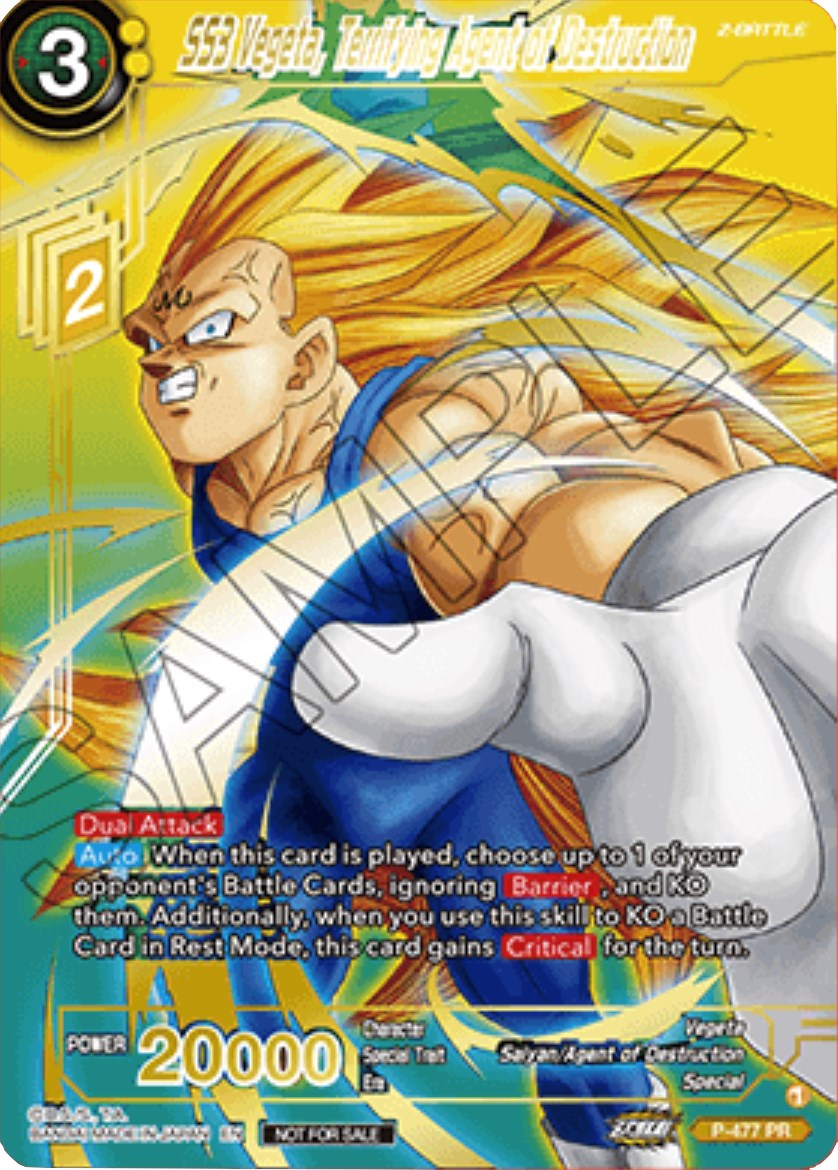 SS3 Vegeta, Terrifying Agent of Destruction (Gold-Stamped) (P-477) [Tournament Promotion Cards] | Dragon's Lair Comics and Fantasy Houston TX