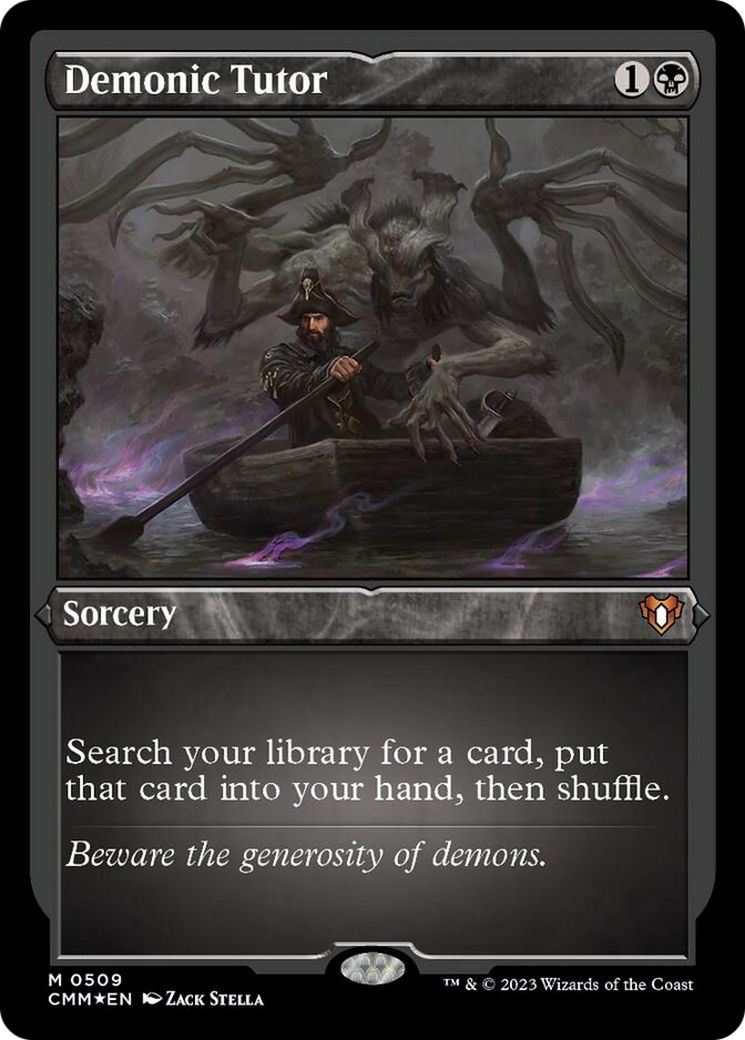 Demonic Tutor (Foil Etched) [Commander Masters] | Dragon's Lair Comics and Fantasy Houston TX
