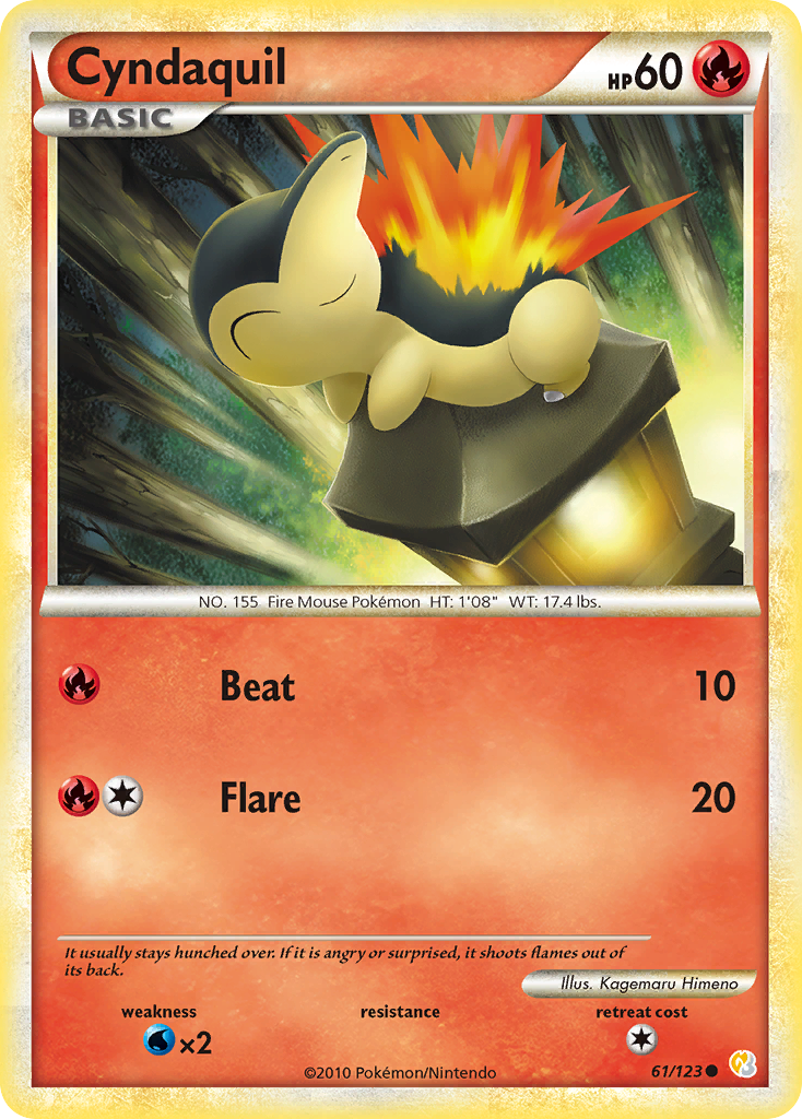 Cyndaquil (61/123) [HeartGold & SoulSilver: Base Set] | Dragon's Lair Comics and Fantasy Houston TX