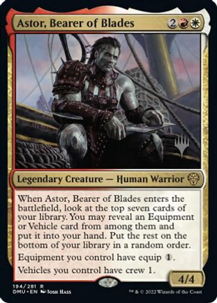 Astor, Bearer of Blades (Promo Pack) [Dominaria United Promos] | Dragon's Lair Comics and Fantasy Houston TX