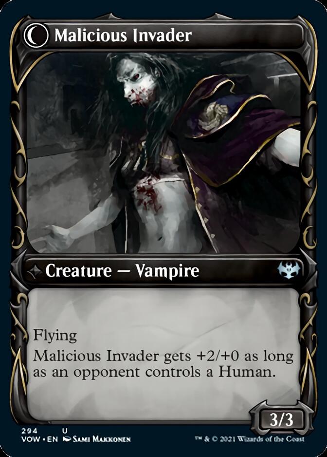 Innocent Traveler // Malicious Invader (Showcase Fang Frame) [Innistrad: Crimson Vow] | Dragon's Lair Comics and Fantasy Houston TX