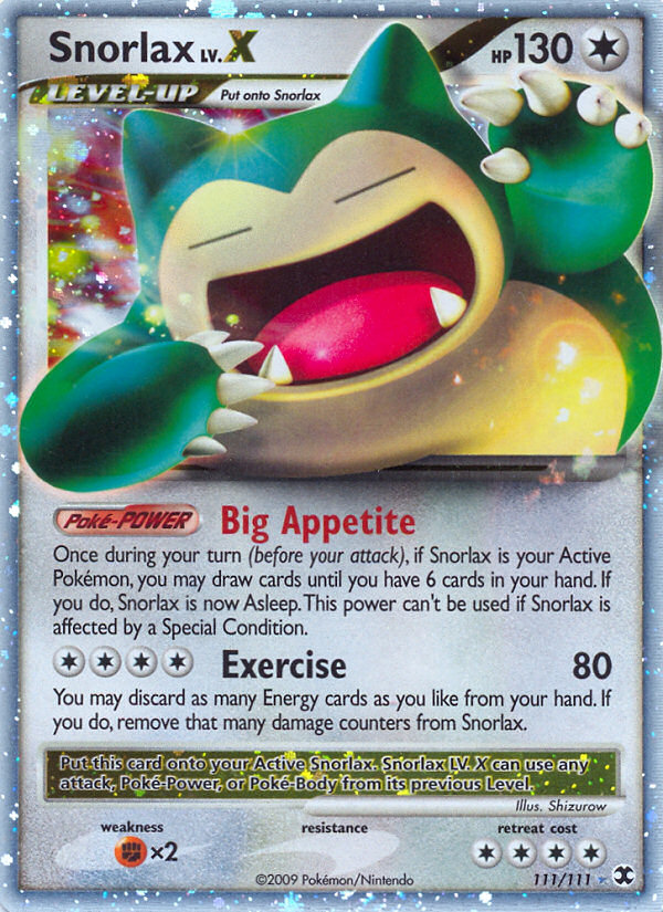 Snorlax LV.X (111/111) [Platinum: Rising Rivals] | Dragon's Lair Comics and Fantasy Houston TX