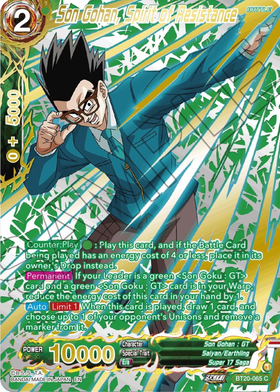 Son Gohan, Spirit of Resistance (Gold-Stamped) (BT20-065) [Power Absorbed] | Dragon's Lair Comics and Fantasy Houston TX
