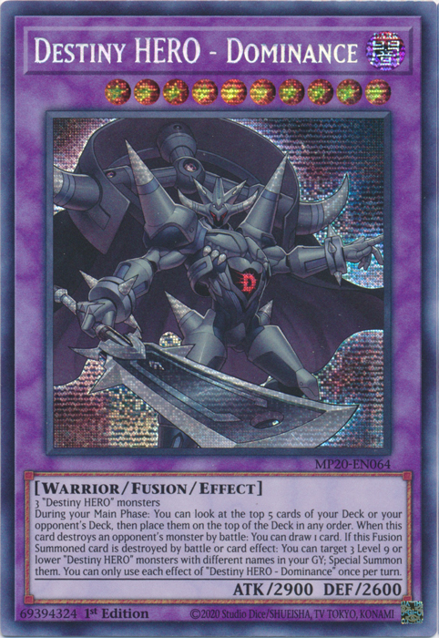 Destiny Hero - Dominance [MP20-EN064] Prismatic Secret Rare | Dragon's Lair Comics and Fantasy Houston TX
