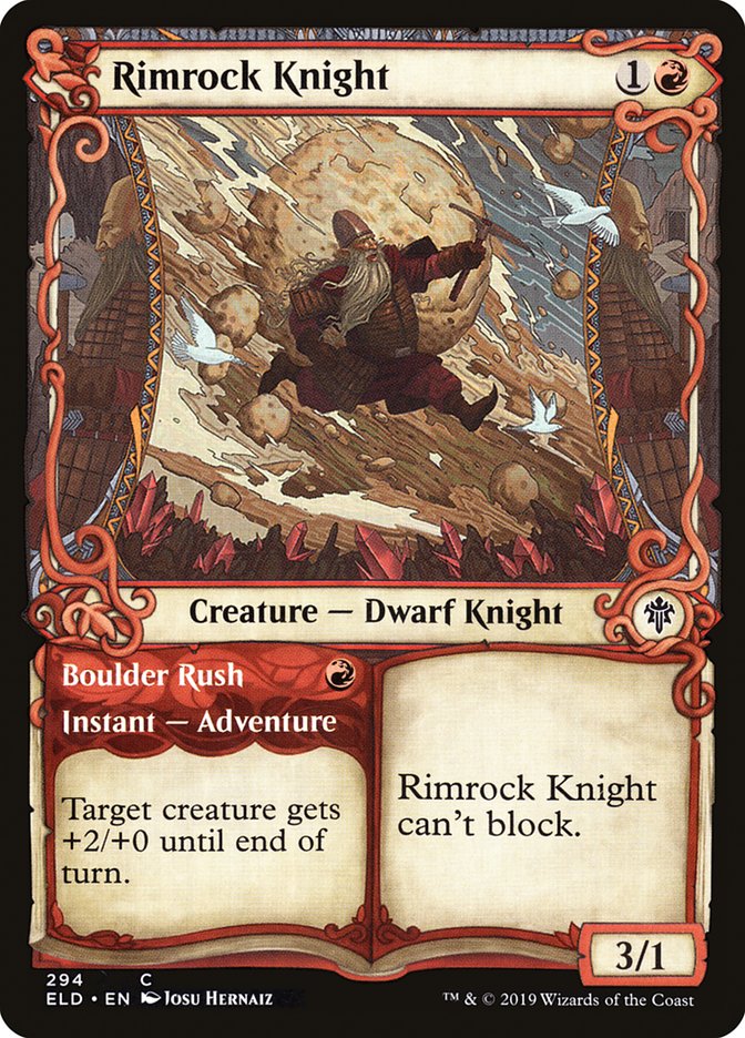 Rimrock Knight // Boulder Rush (Showcase) [Throne of Eldraine] | Dragon's Lair Comics and Fantasy Houston TX