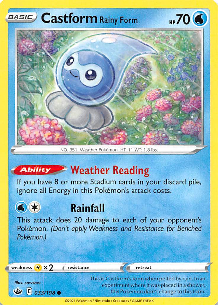 Castform Rainy Form (033/198) [Sword & Shield: Chilling Reign] | Dragon's Lair Comics and Fantasy Houston TX