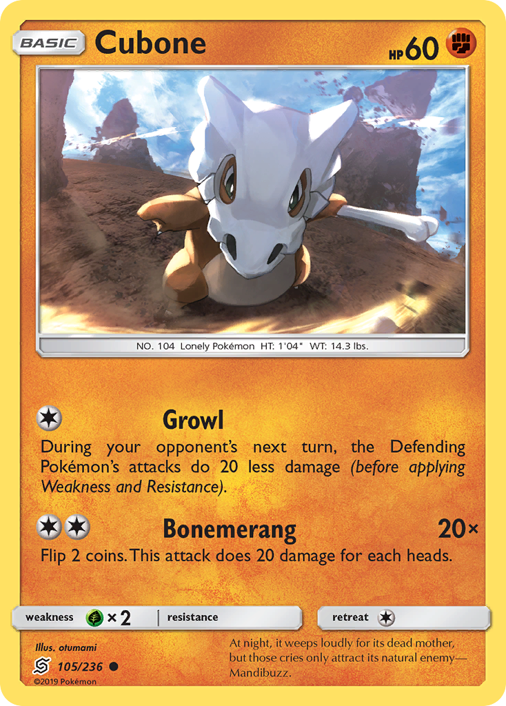 Cubone (105/236) [Sun & Moon: Unified Minds] | Dragon's Lair Comics and Fantasy Houston TX