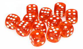 Chessex Translucent 16mm D6 Orange With White 12 ct | Dragon's Lair Comics and Fantasy Houston TX