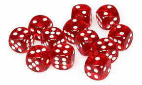 Chessex Translucent 16mm D6 Red With White 12 ct | Dragon's Lair Comics and Fantasy Houston TX