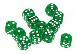 Chessex Translucent 16mm D6 Green With White 12 ct | Dragon's Lair Comics and Fantasy Houston TX