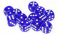 Chessex Translucent 16mm D6 Blue With White 12 ct | Dragon's Lair Comics and Fantasy Houston TX