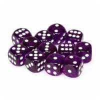 Chessex Translucent 16mm D6 Purple With White 12 ct | Dragon's Lair Comics and Fantasy Houston TX