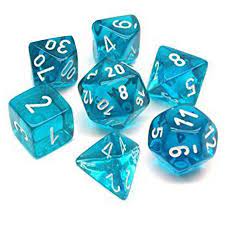 Chessex Transparent Mini Teal With White Poly 7 Set | Dragon's Lair Comics and Fantasy Houston TX