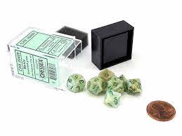 Chessex Marble Mini Green With Dark Green Poly 7 Set | Dragon's Lair Comics and Fantasy Houston TX