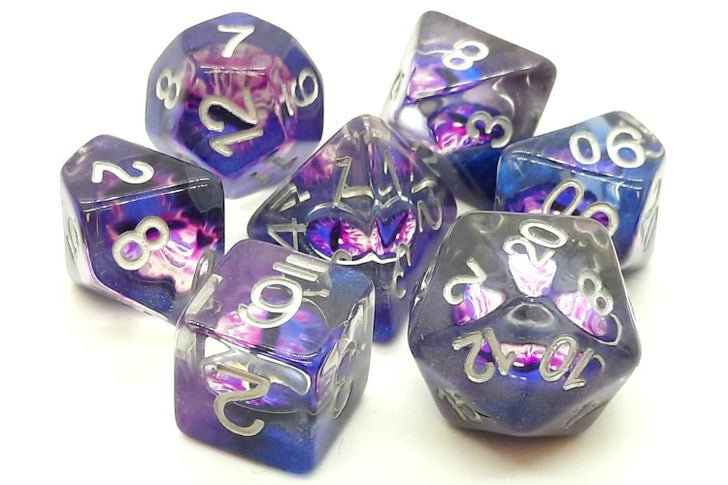 Old School Dice Infused - Dragon Eye Purple Poly 7 Set | Dragon's Lair Comics and Fantasy Houston TX