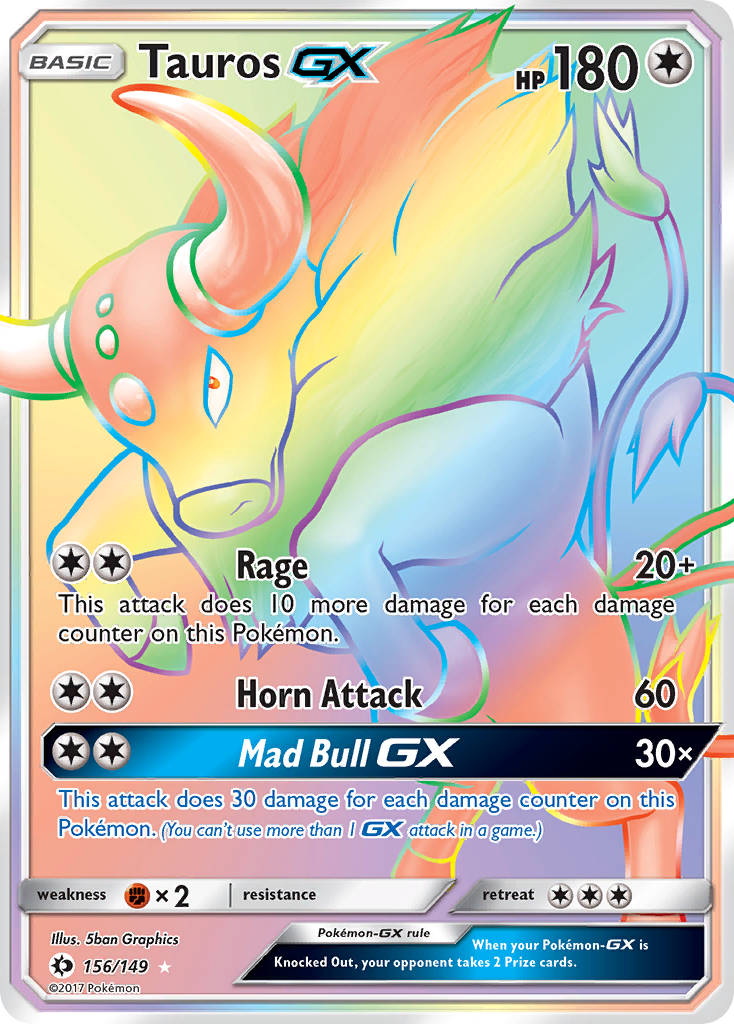 Tauros GX (156/149) [Sun & Moon: Base Set] | Dragon's Lair Comics and Fantasy Houston TX