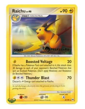Raichu (27/99) (Staff Prerelease Promo) [Nintendo: Black Star Promos] | Dragon's Lair Comics and Fantasy Houston TX