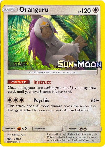 Oranguru (SM13) (Staff Prerelease Promo) [Sun & Moon: Black Star Promos] | Dragon's Lair Comics and Fantasy Houston TX