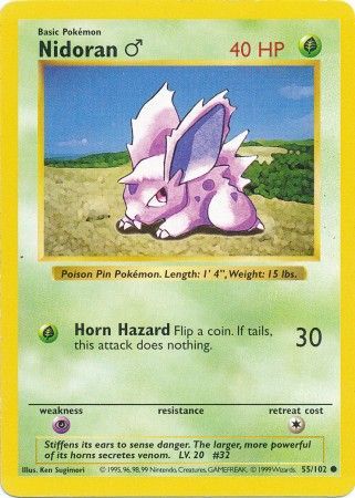 Nidoran (55/102) (Male) [Base Set Shadowless Unlimited] | Dragon's Lair Comics and Fantasy Houston TX
