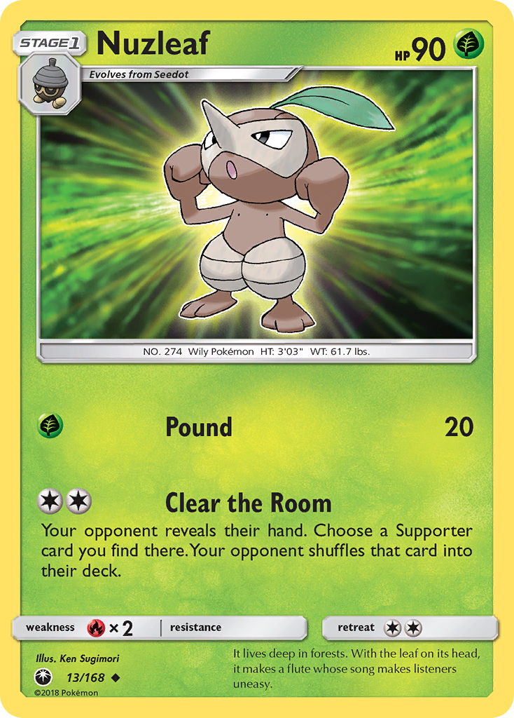 Nuzleaf (13/168) [Sun & Moon: Celestial Storm] | Dragon's Lair Comics and Fantasy Houston TX