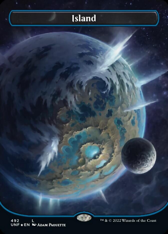 Island (492) (Orbital Space-ic Land) (Galaxy Foil) [Unfinity] | Dragon's Lair Comics and Fantasy Houston TX