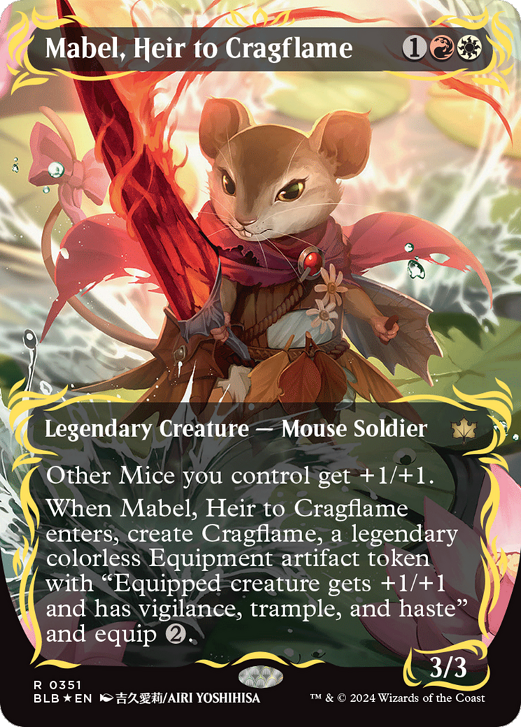 Mabel, Heir to Cragflame (Borderless) (Raised Foil) [Bloomburrow] | Dragon's Lair Comics and Fantasy Houston TX