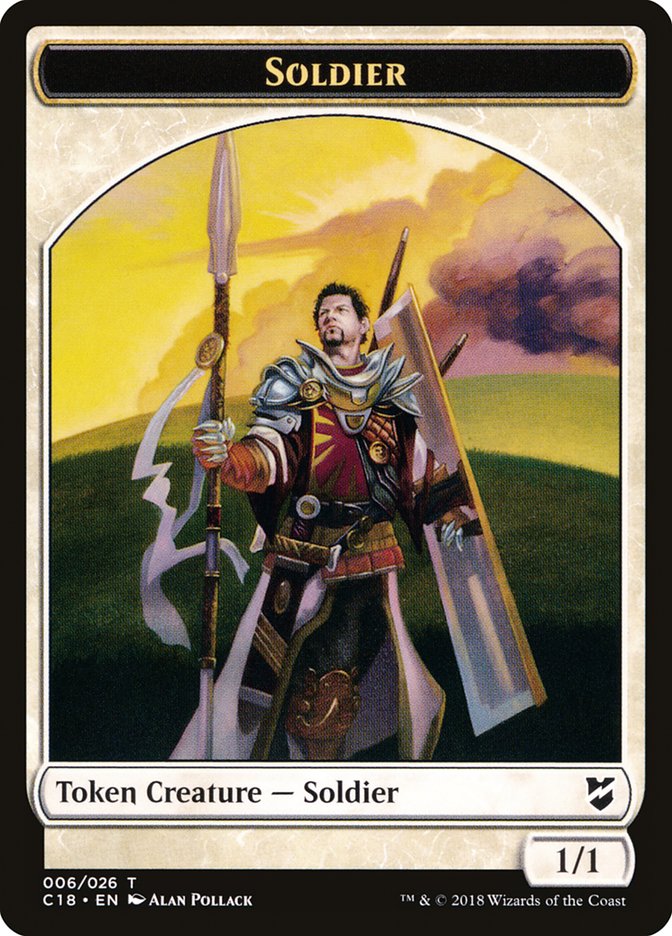 Soldier Token [Commander 2018 Tokens] | Dragon's Lair Comics and Fantasy Houston TX