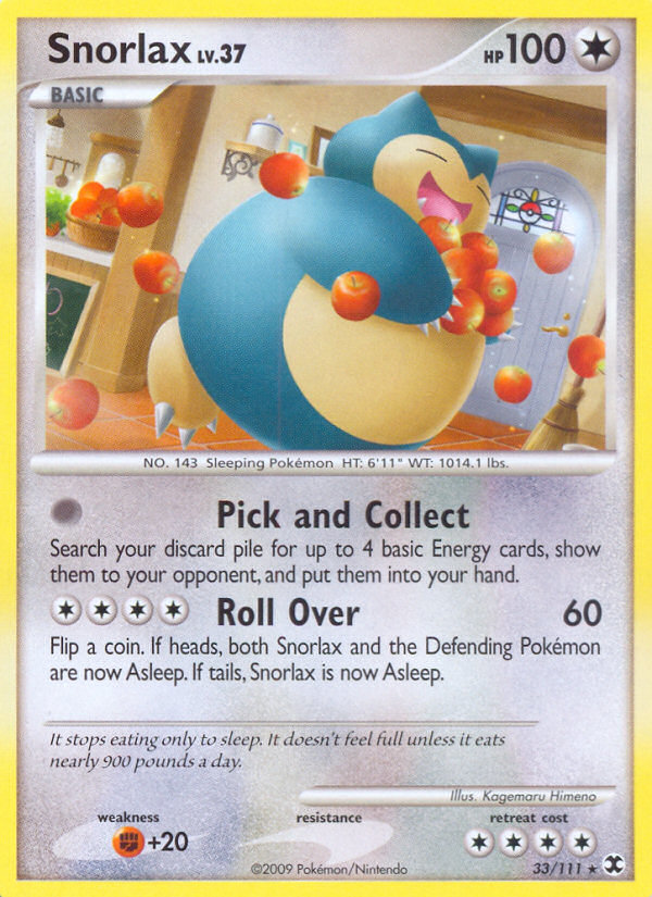Snorlax (33/111) [Platinum: Rising Rivals] | Dragon's Lair Comics and Fantasy Houston TX