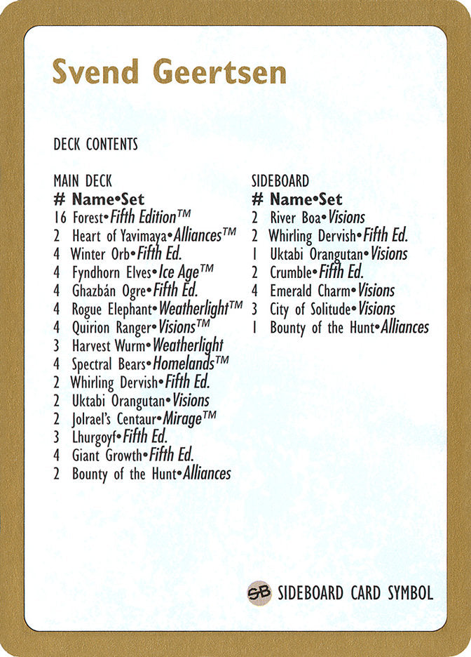 Svend Geertsen Decklist [World Championship Decks 1997] | Dragon's Lair Comics and Fantasy Houston TX