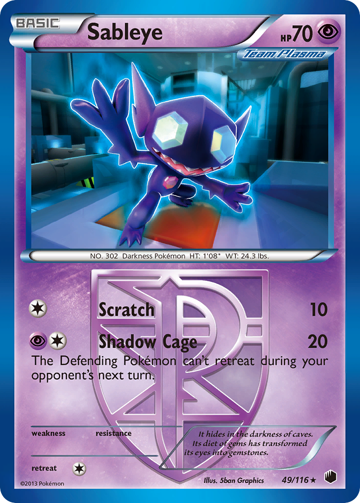 Sableye (49/116) [Black & White: Plasma Freeze] | Dragon's Lair Comics and Fantasy Houston TX