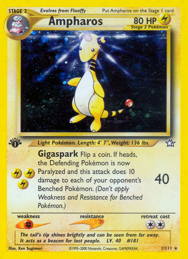 Ampharos (1/111) [Neo Genesis 1st Edition] | Dragon's Lair Comics and Fantasy Houston TX