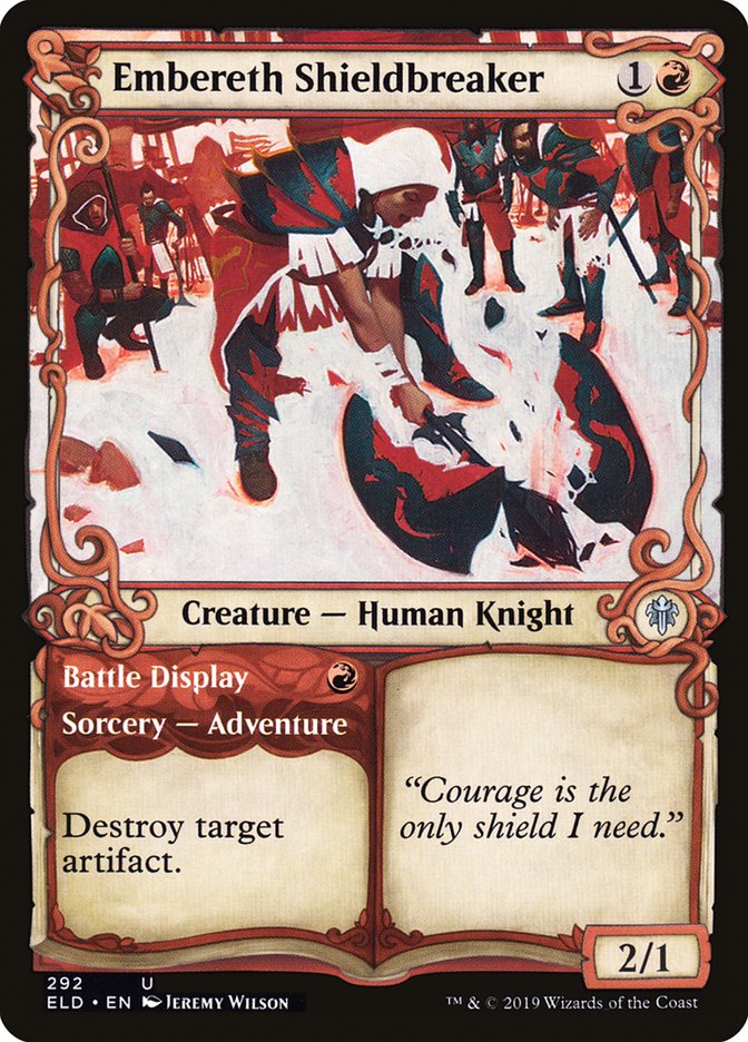 Embereth Shieldbreaker // Battle Display (Showcase) [Throne of Eldraine] | Dragon's Lair Comics and Fantasy Houston TX