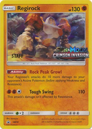Regirock (SM74) (Staff Prerelease Promo) [Sun & Moon: Black Star Promos] | Dragon's Lair Comics and Fantasy Houston TX